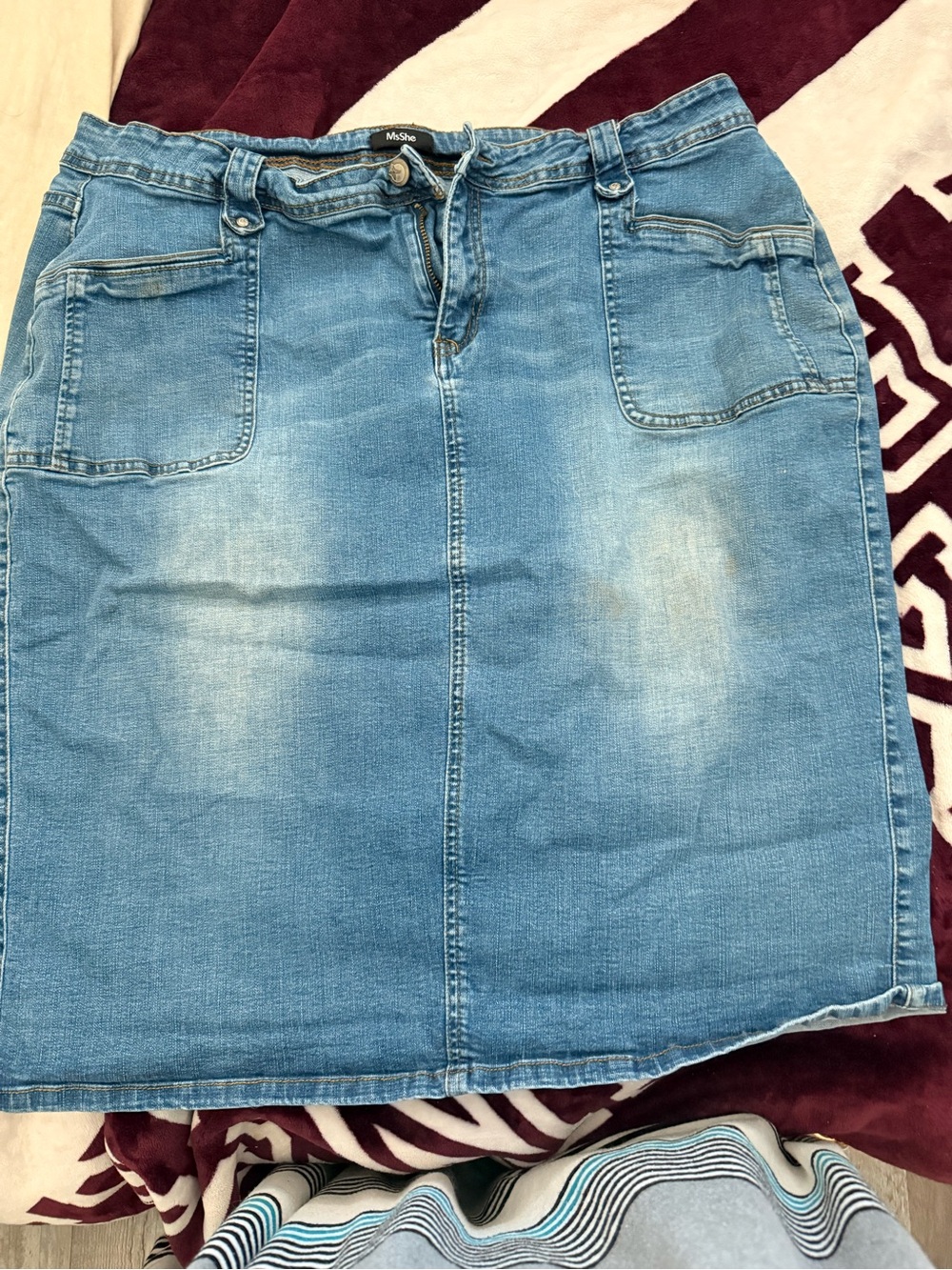 Casual Light Blue Denim Pencil Skirt by